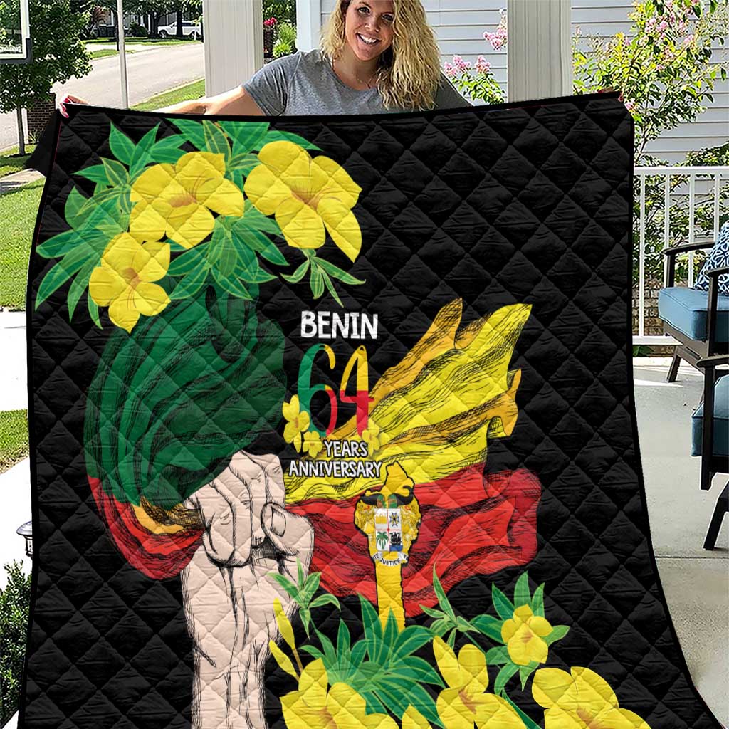 Benin National Day Quilt Happy 64th Independence Anniversary Yellow Allamanda - Wonder Print Shop