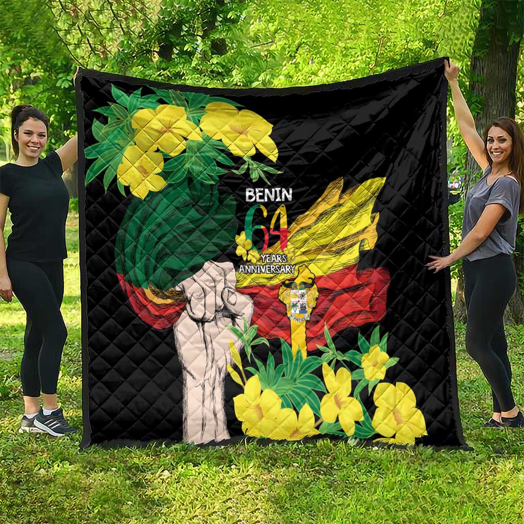 Benin National Day Quilt Happy 64th Independence Anniversary Yellow Allamanda - Wonder Print Shop