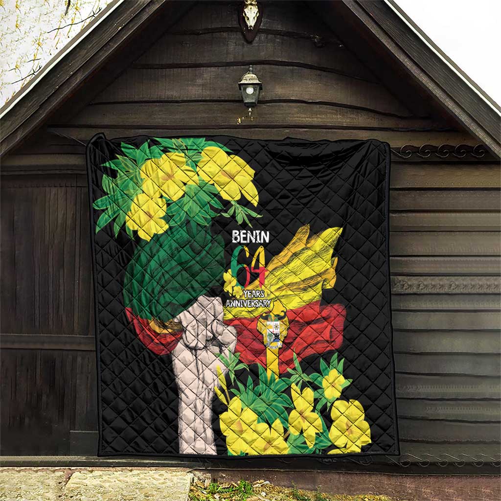 Benin National Day Quilt Happy 64th Independence Anniversary Yellow Allamanda - Wonder Print Shop