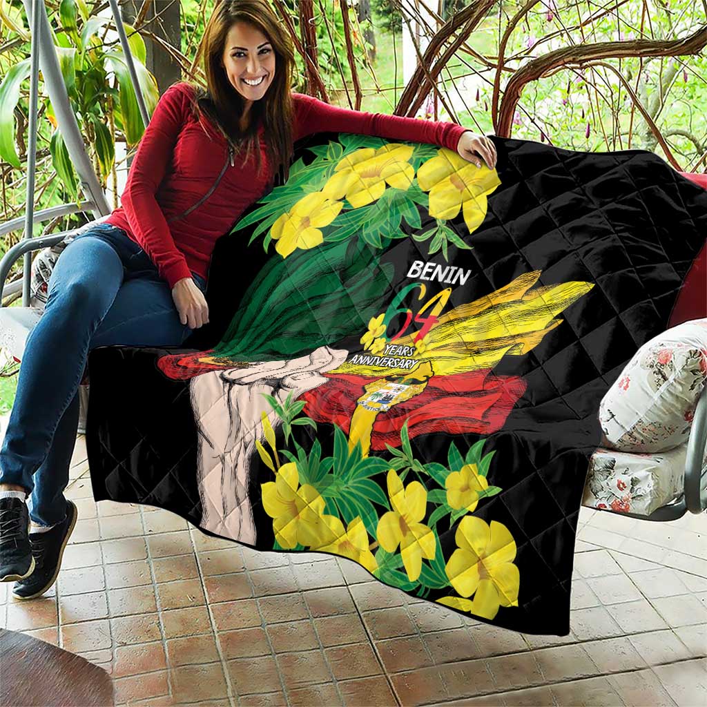 Benin National Day Quilt Happy 64th Independence Anniversary Yellow Allamanda - Wonder Print Shop