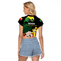 Benin National Day Raglan Cropped T Shirt Happy 64th Independence Anniversary Yellow Allamanda - Wonder Print Shop