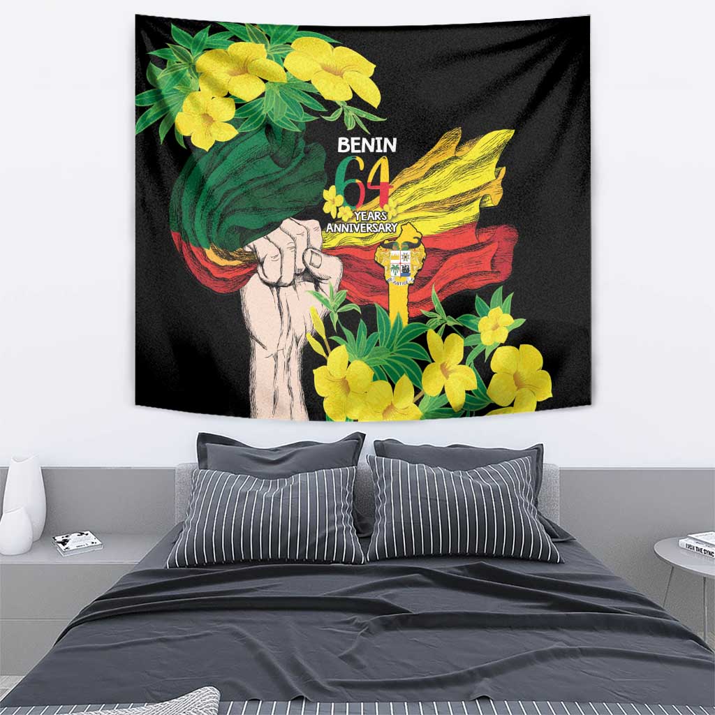 Benin National Day Tapestry Happy 64th Independence Anniversary Yellow Allamanda - Wonder Print Shop
