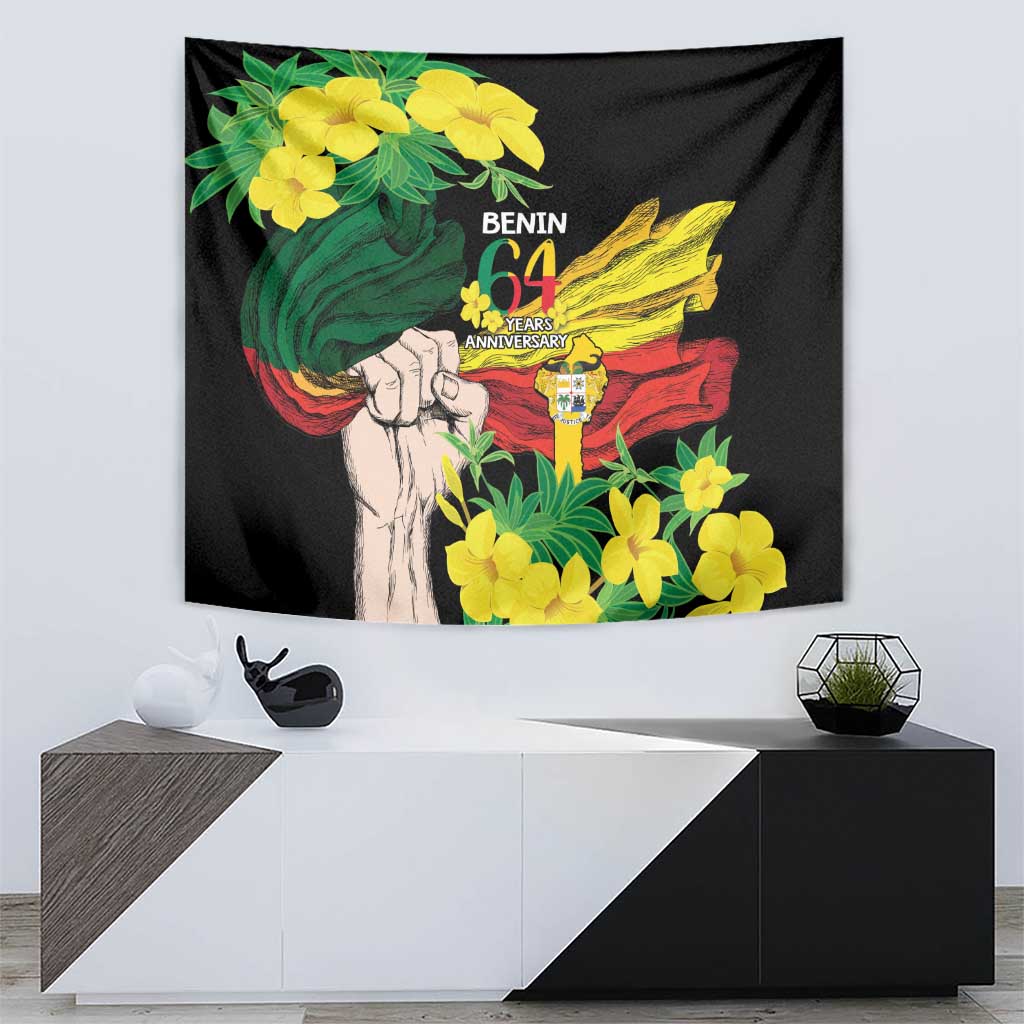 Benin National Day Tapestry Happy 64th Independence Anniversary Yellow Allamanda - Wonder Print Shop