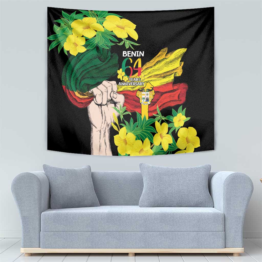 Benin National Day Tapestry Happy 64th Independence Anniversary Yellow Allamanda - Wonder Print Shop