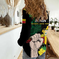 Benin National Day Women Casual Shirt Happy 64th Independence Anniversary Yellow Allamanda - Wonder Print Shop