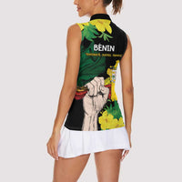Benin National Day Women Sleeveless Polo Shirt Happy 64th Independence Anniversary Yellow Allamanda - Wonder Print Shop