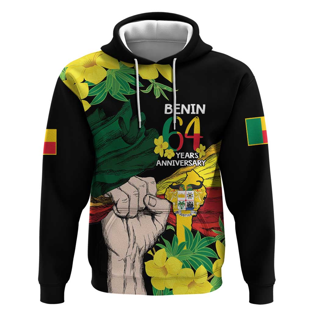 Benin National Day Zip Hoodie Happy 64th Independence Anniversary Yellow Allamanda - Wonder Print Shop