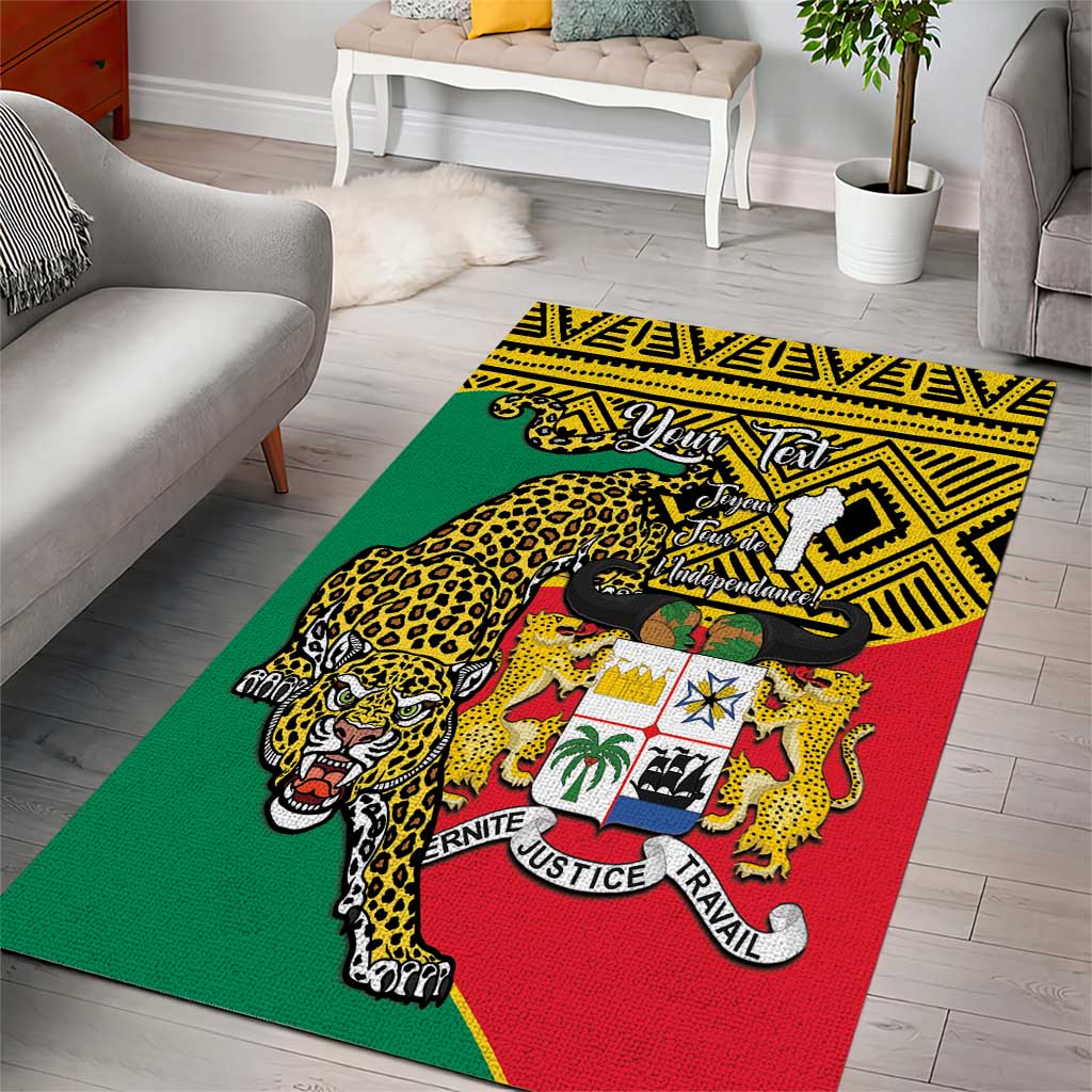 Personalised Benin National Day Area Rug Coat Of Arms With Leopard African Pattern - Wonder Print Shop