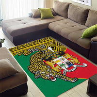 Personalised Benin National Day Area Rug Coat Of Arms With Leopard African Pattern - Wonder Print Shop