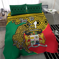 Personalised Benin National Day Bedding Set Coat Of Arms With Leopard African Pattern - Wonder Print Shop