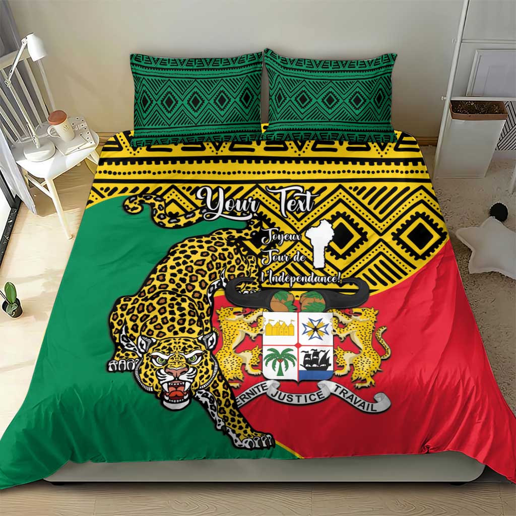 Personalised Benin National Day Bedding Set Coat Of Arms With Leopard African Pattern - Wonder Print Shop