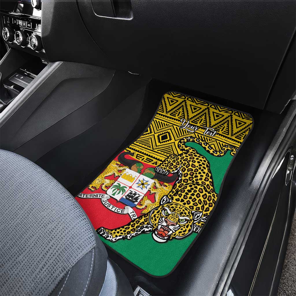 Personalised Benin National Day Car Mats Coat Of Arms With Leopard African Pattern - Wonder Print Shop