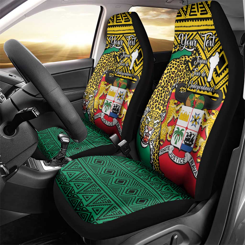 Personalised Benin National Day Car Seat Cover Coat Of Arms With Leopard African Pattern - Wonder Print Shop