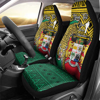 Personalised Benin National Day Car Seat Cover Coat Of Arms With Leopard African Pattern - Wonder Print Shop