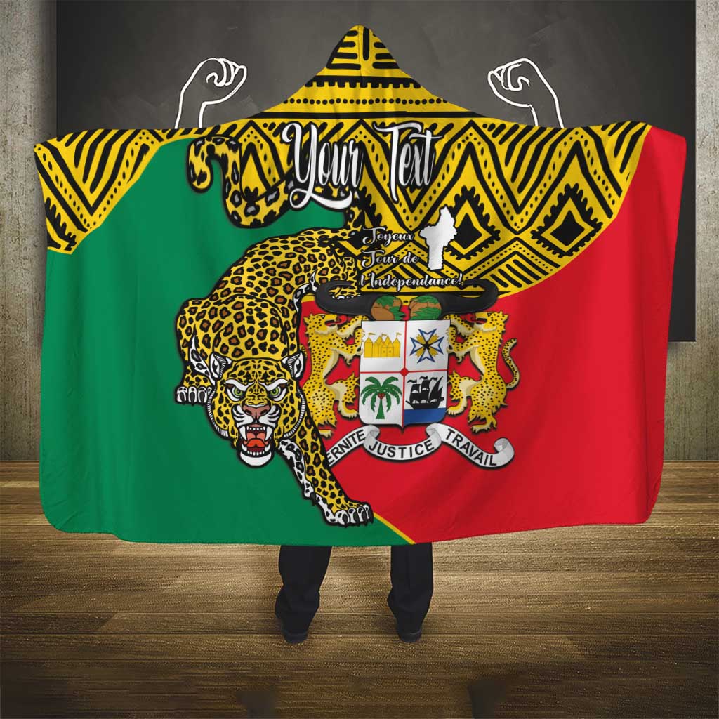 Personalised Benin National Day Hooded Blanket Coat Of Arms With Leopard African Pattern