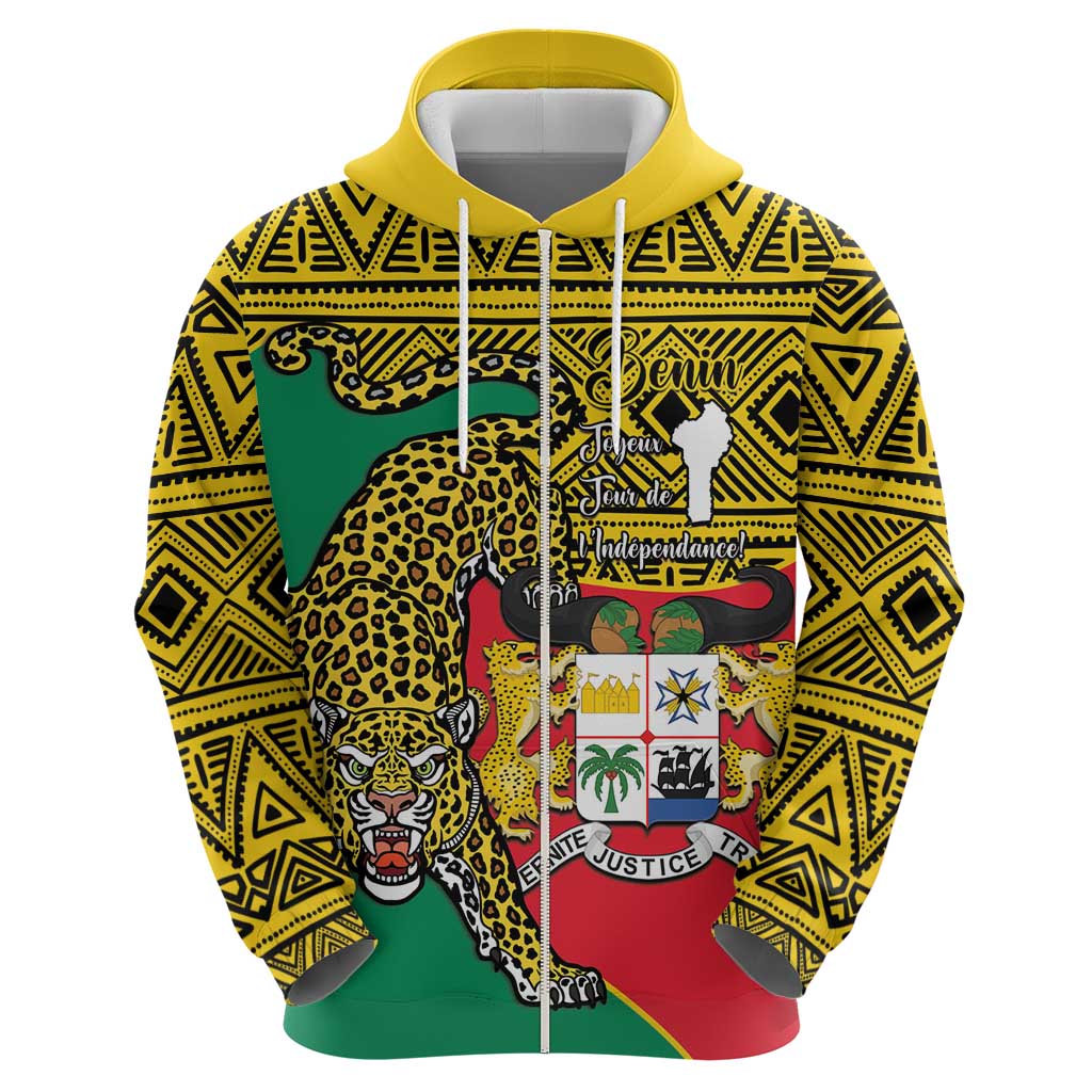 Personalised Benin National Day Hoodie Coat Of Arms With Leopard African Pattern - Wonder Print Shop