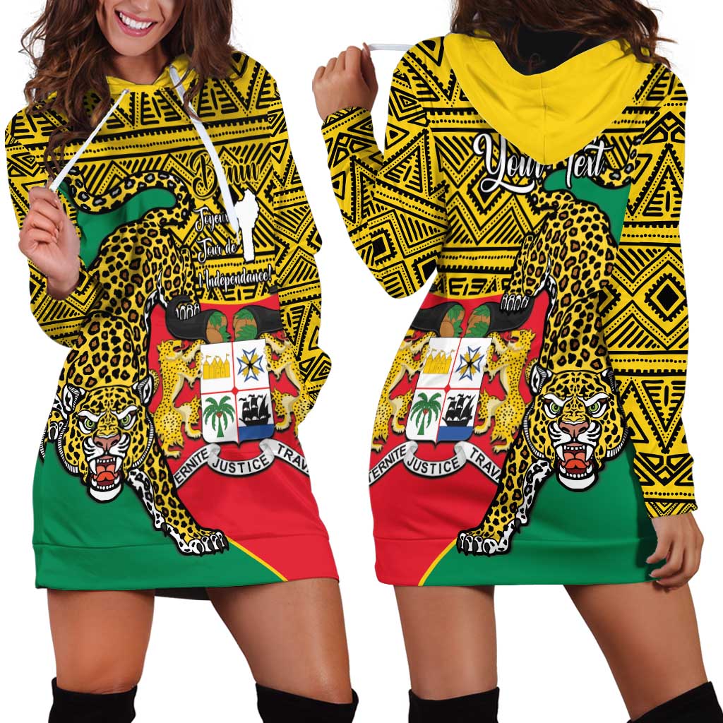 Personalised Benin National Day Hoodie Dress Coat Of Arms With Leopard African Pattern - Wonder Print Shop