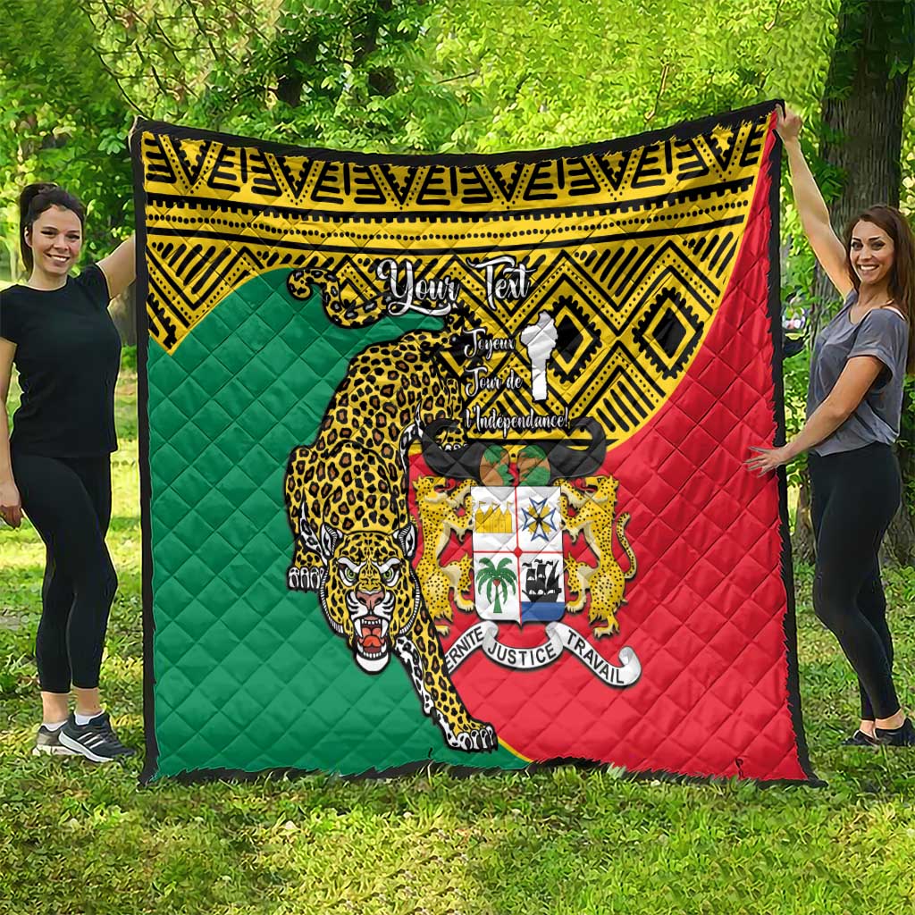 Personalised Benin National Day Quilt Coat Of Arms With Leopard African Pattern - Wonder Print Shop