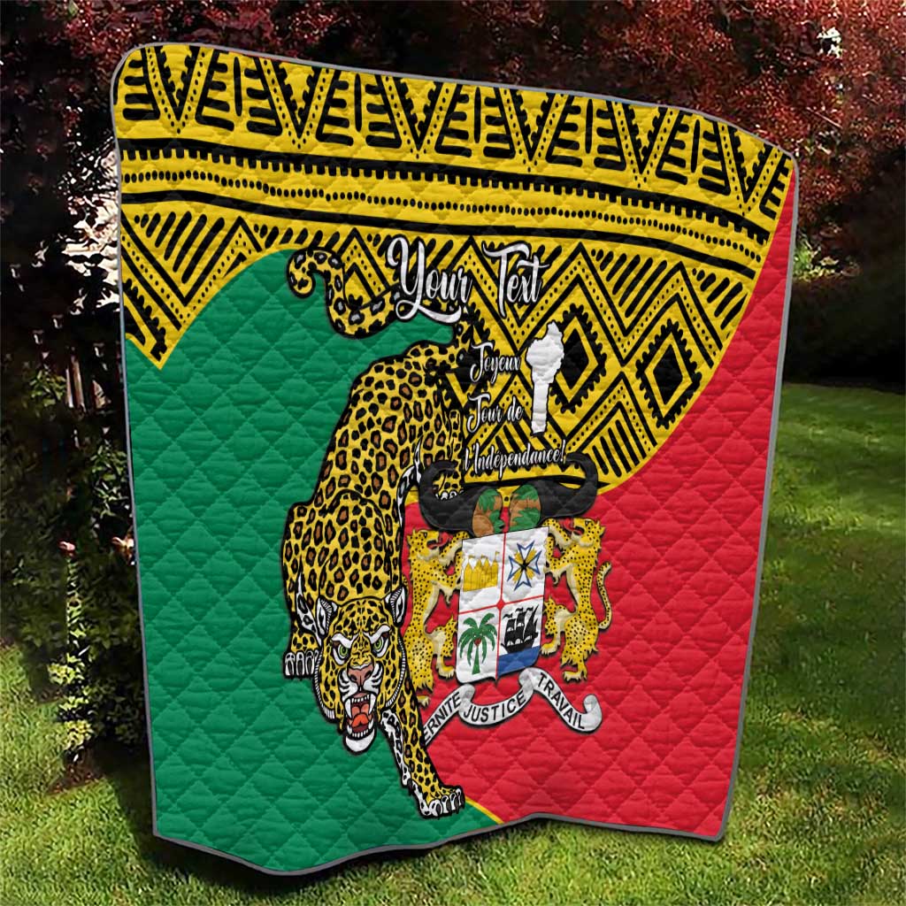 Personalised Benin National Day Quilt Coat Of Arms With Leopard African Pattern - Wonder Print Shop