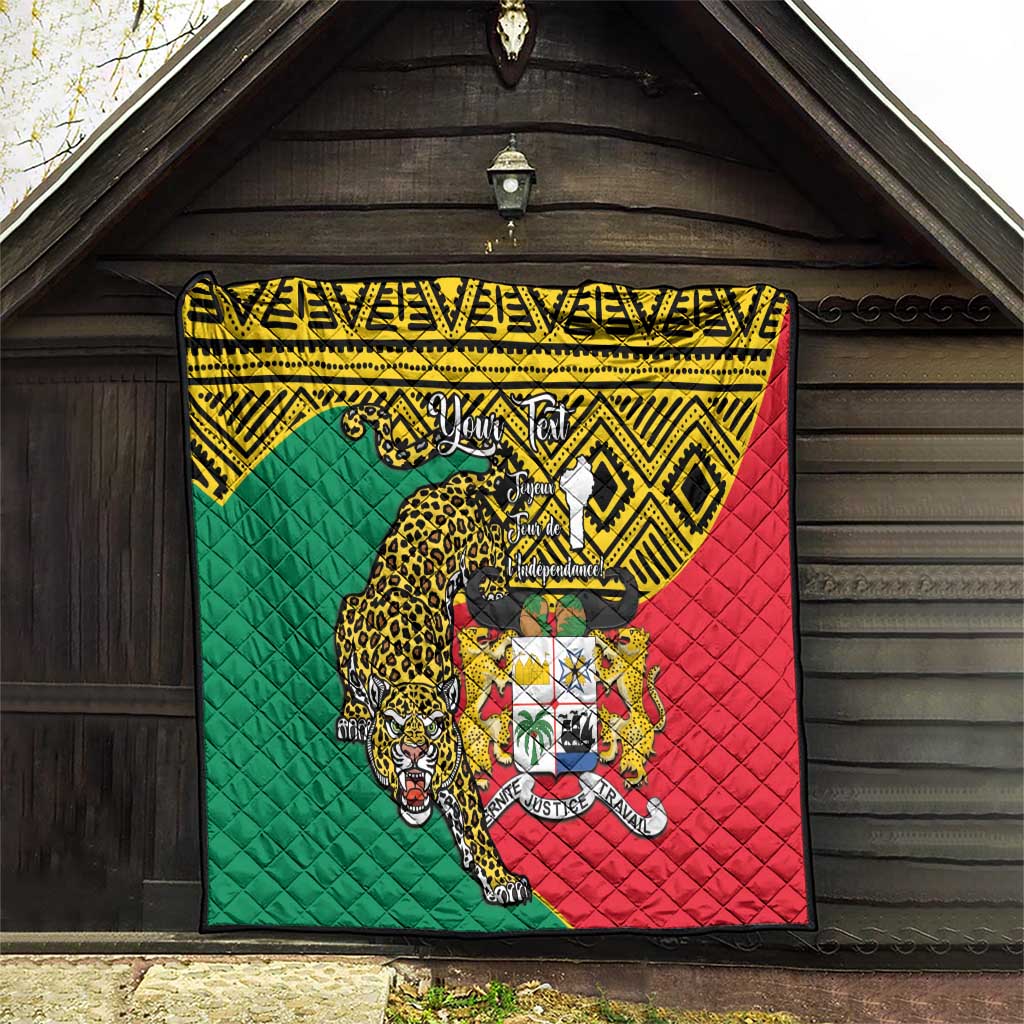 Personalised Benin National Day Quilt Coat Of Arms With Leopard African Pattern - Wonder Print Shop
