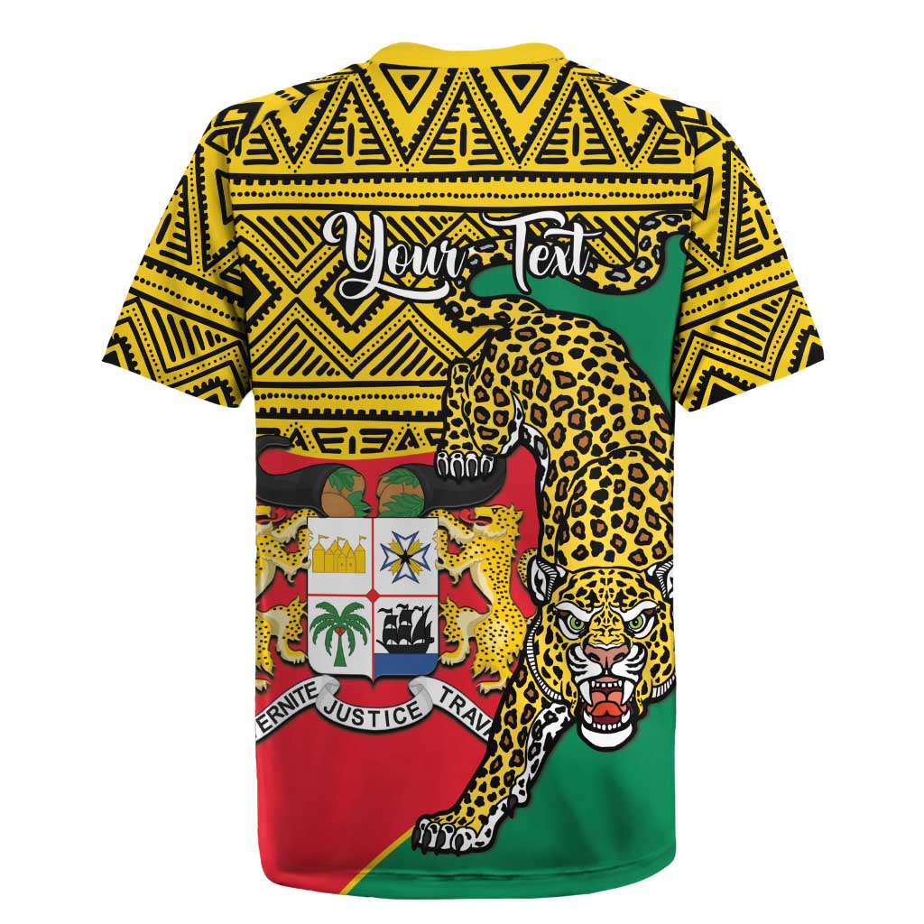 Personalised Benin National Day Rugby Jersey Coat Of Arms With Leopard African Pattern - Wonder Print Shop