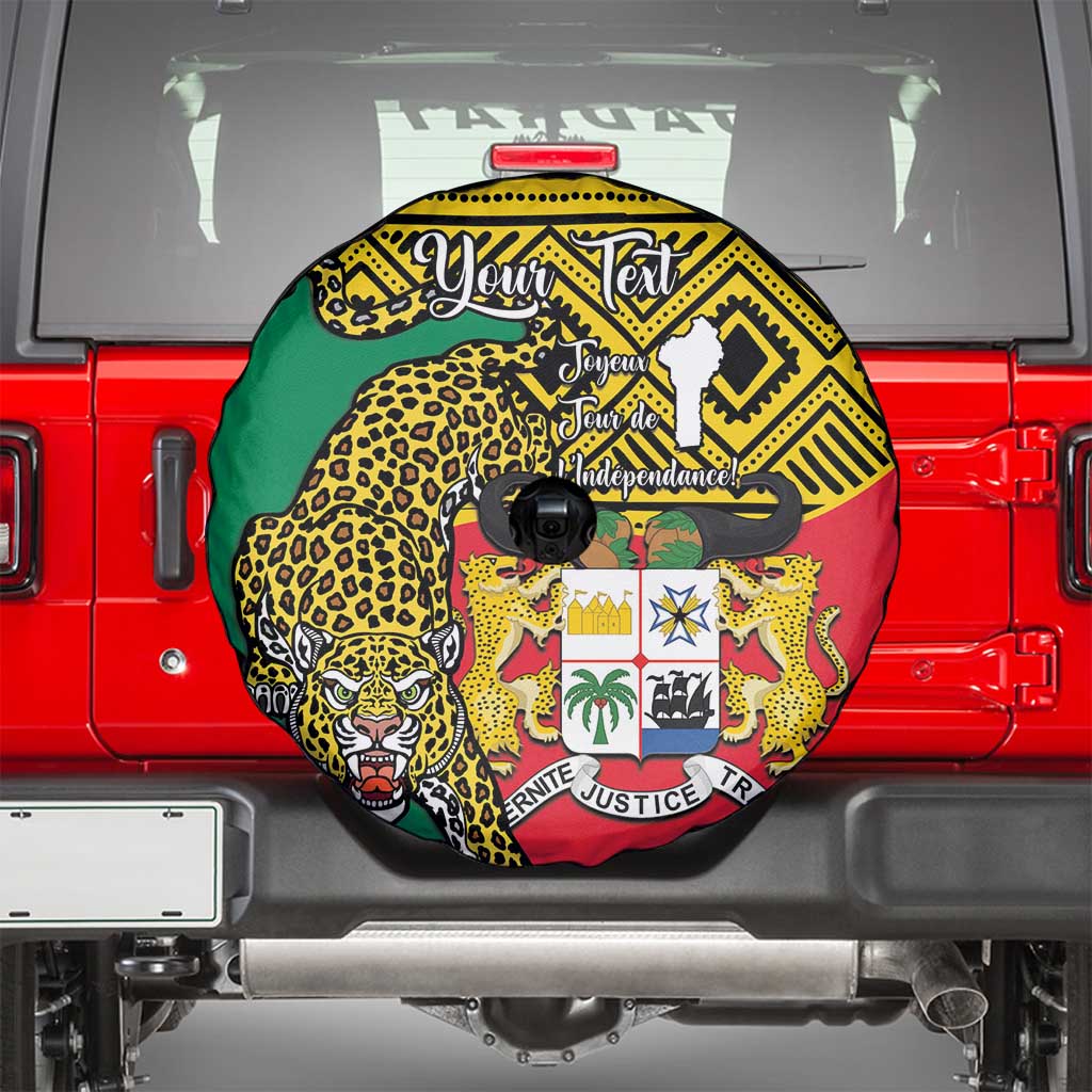 Personalised Benin National Day Spare Tire Cover Coat Of Arms With Leopard African Pattern - Wonder Print Shop