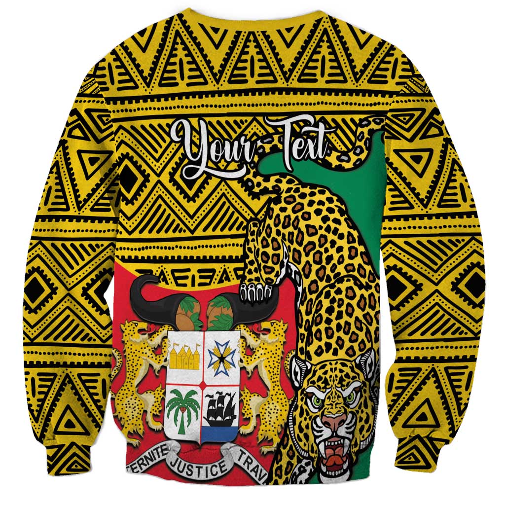 Personalised Benin National Day Sweatshirt Coat Of Arms With Leopard African Pattern - Wonder Print Shop