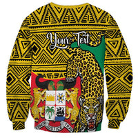 Personalised Benin National Day Sweatshirt Coat Of Arms With Leopard African Pattern - Wonder Print Shop