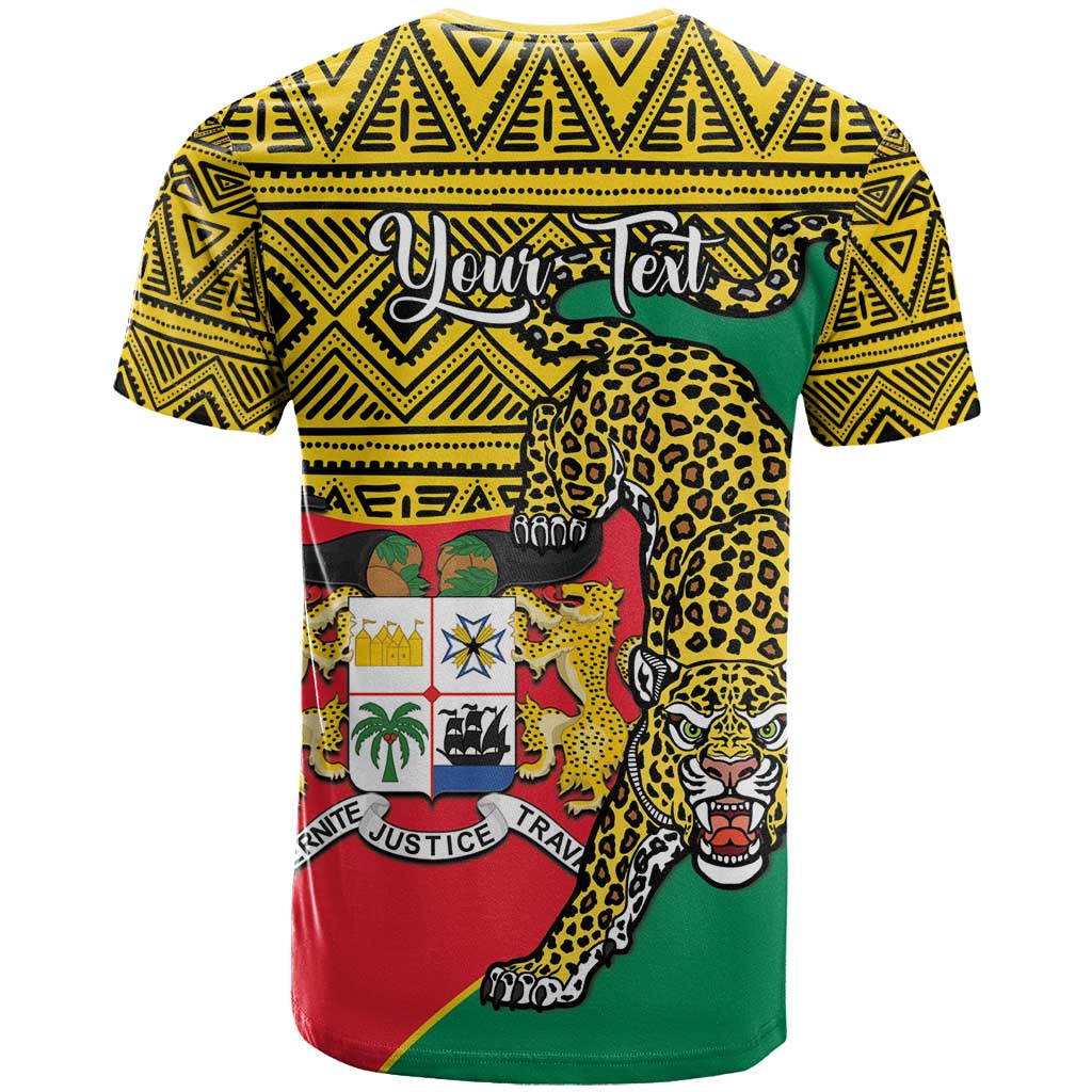 Personalised Benin National Day T Shirt Coat Of Arms With Leopard African Pattern - Wonder Print Shop