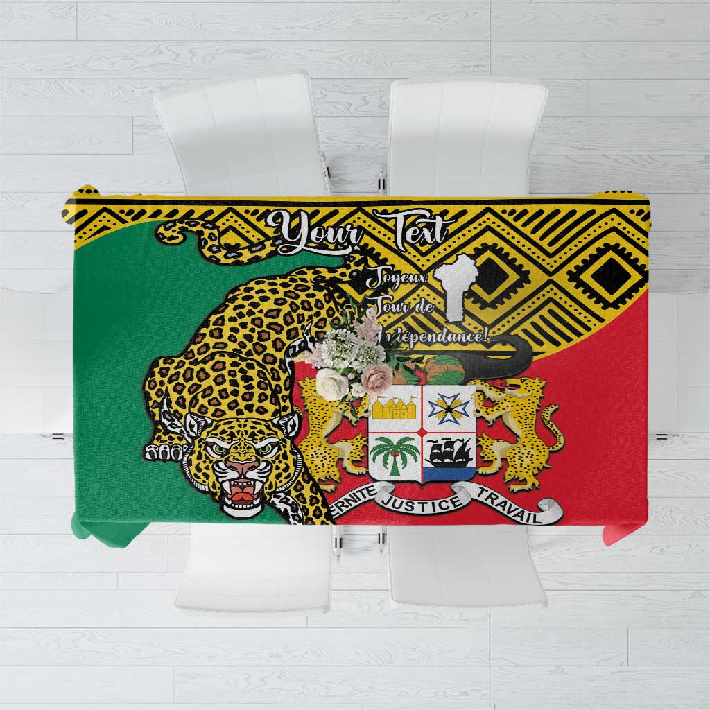 Personalised Benin National Day Tablecloth Coat Of Arms With Leopard African Pattern - Wonder Print Shop