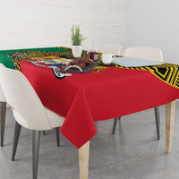Personalised Benin National Day Tablecloth Coat Of Arms With Leopard African Pattern - Wonder Print Shop