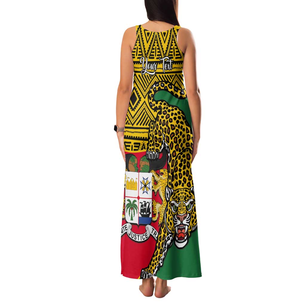 Personalised Benin National Day Tank Maxi Dress Coat Of Arms With Leopard African Pattern - Wonder Print Shop