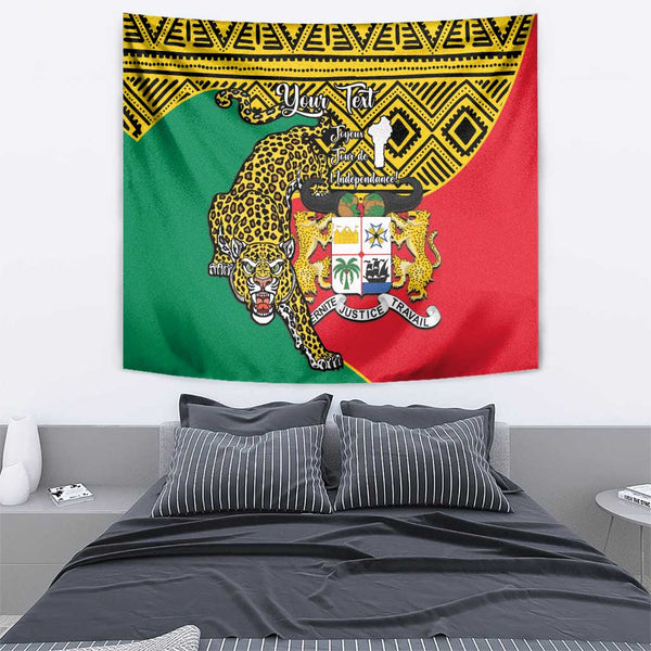 Personalised Benin National Day Tapestry Coat Of Arms With Leopard ...