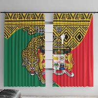Personalised Benin National Day Window Curtain Coat Of Arms With Leopard African Pattern - Wonder Print Shop