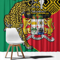 Personalised Benin National Day Window Curtain Coat Of Arms With Leopard African Pattern - Wonder Print Shop