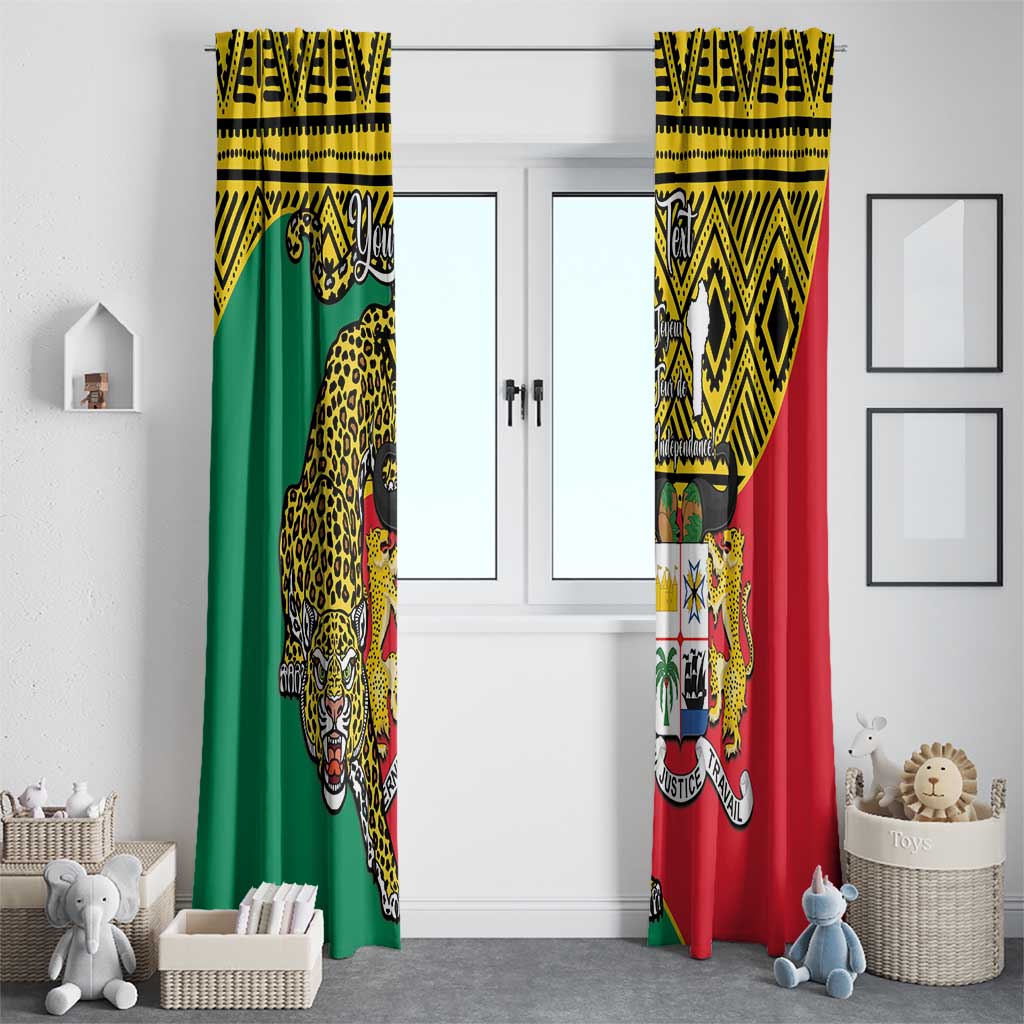 Personalised Benin National Day Window Curtain Coat Of Arms With Leopard African Pattern - Wonder Print Shop