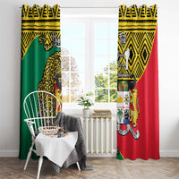 Personalised Benin National Day Window Curtain Coat Of Arms With Leopard African Pattern - Wonder Print Shop