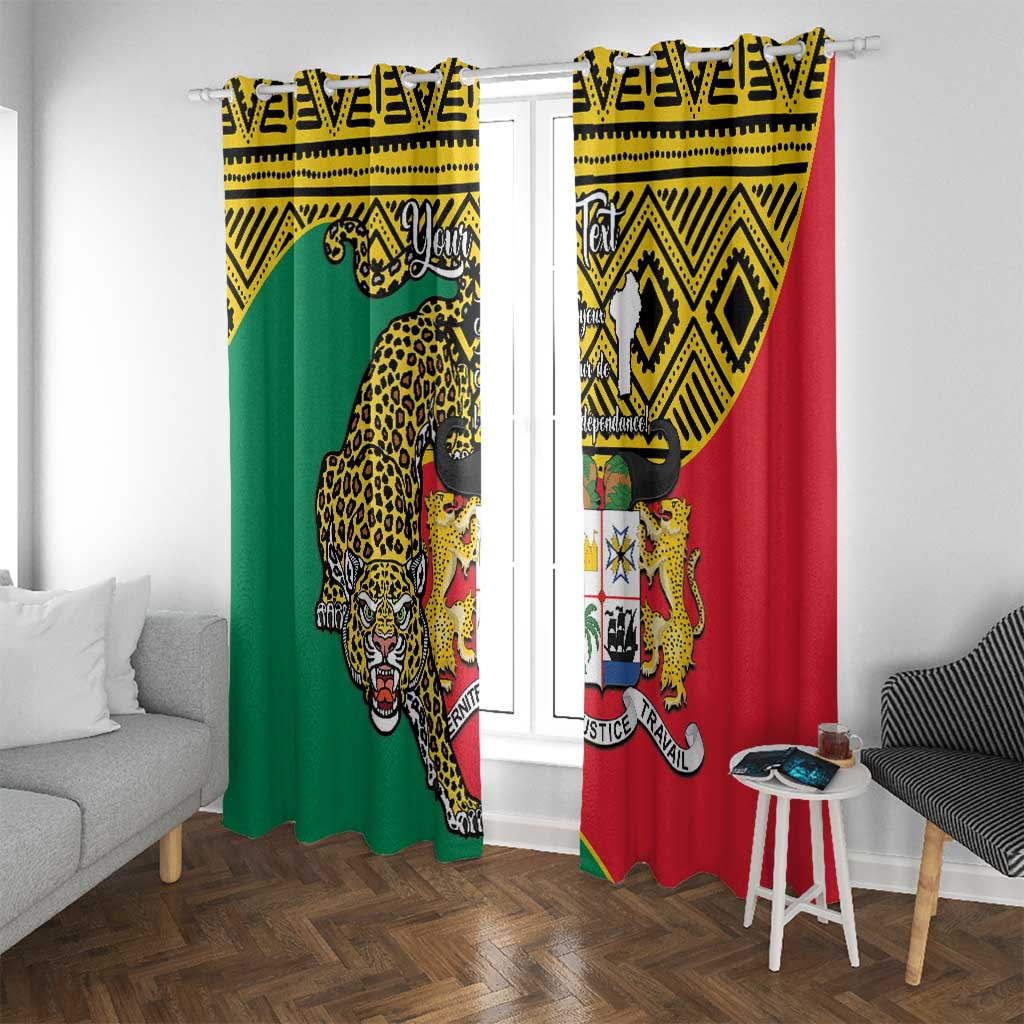 Personalised Benin National Day Window Curtain Coat Of Arms With Leopard African Pattern - Wonder Print Shop