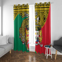 Personalised Benin National Day Window Curtain Coat Of Arms With Leopard African Pattern - Wonder Print Shop
