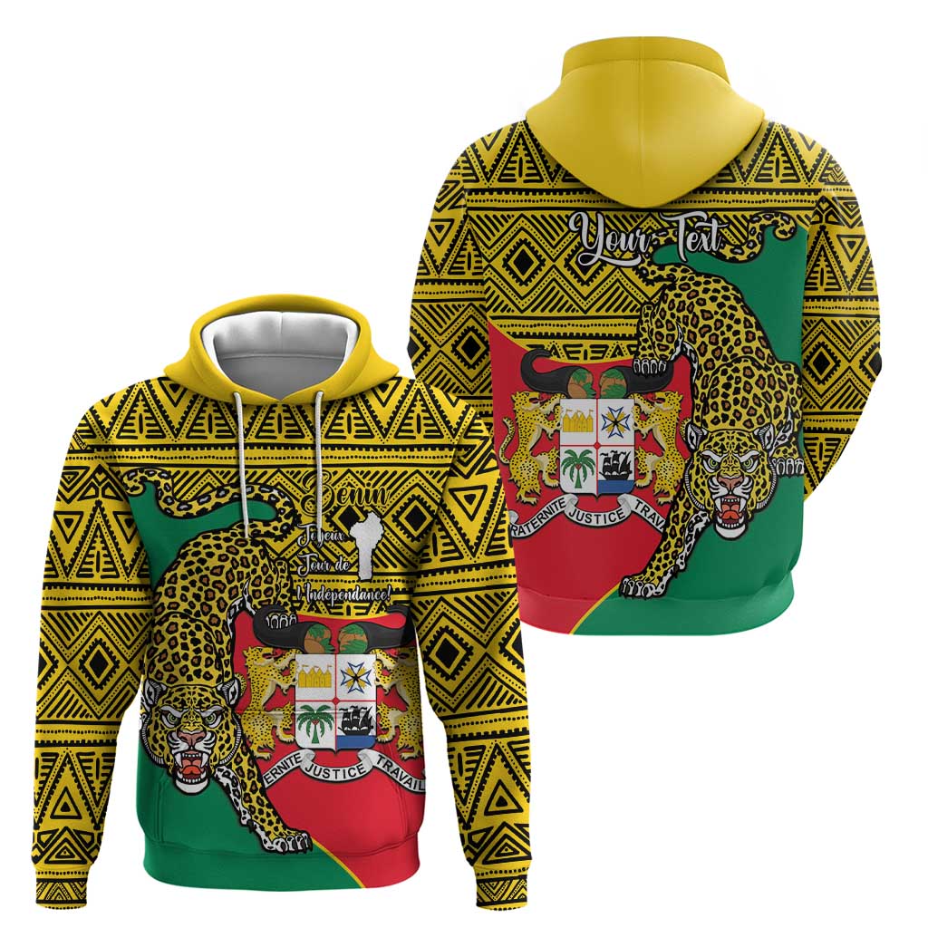 Personalised Benin National Day Zip Hoodie Coat Of Arms With Leopard African Pattern - Wonder Print Shop