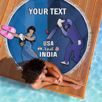 Custom USA and India Cricket Beach Blanket 2024 Together Dynamic Style - Wonder Print Shop