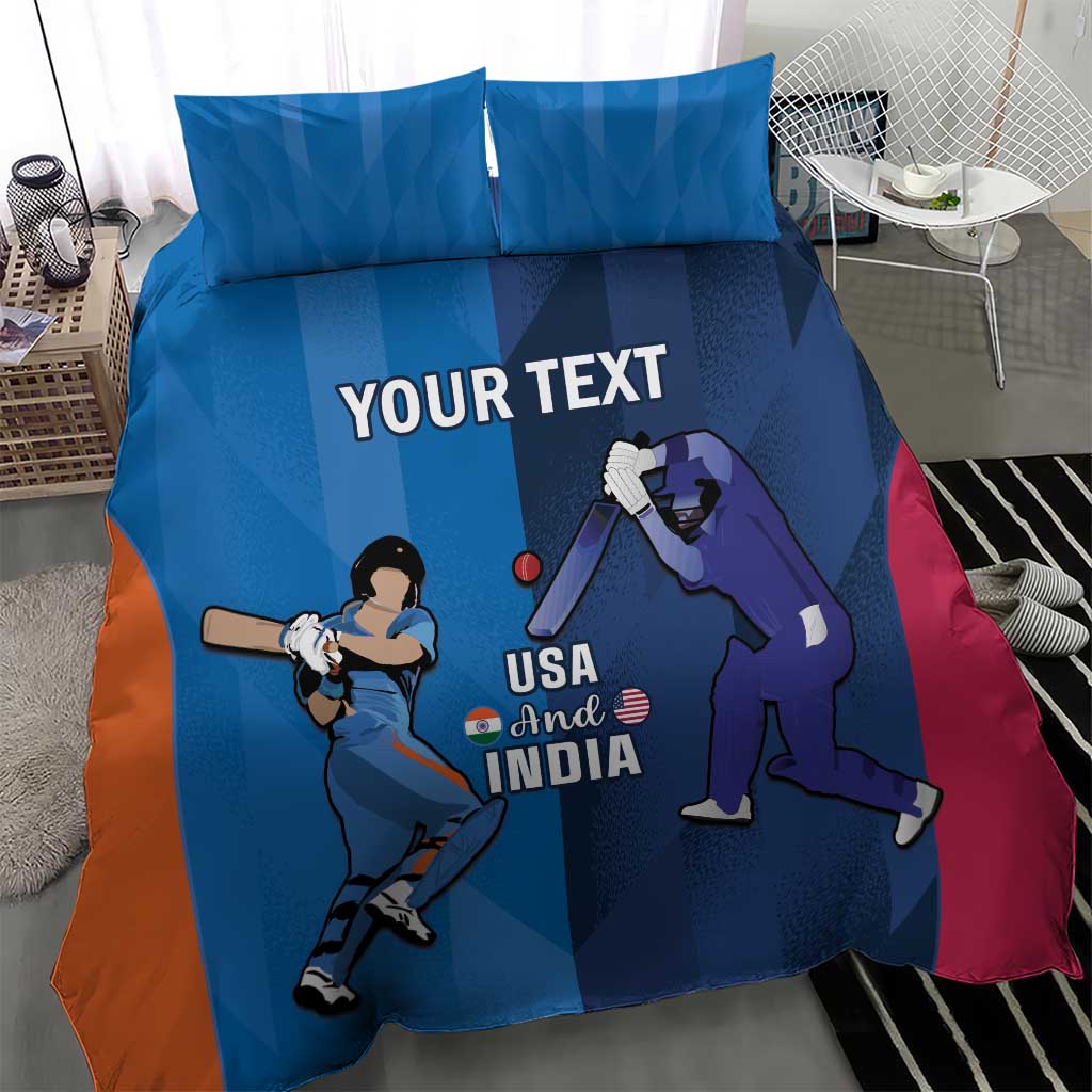 Custom USA and India Cricket Bedding Set 2024 Together Dynamic Style - Wonder Print Shop