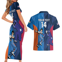 Custom USA and India Cricket Couples Matching Short Sleeve Bodycon Dress and Hawaiian Shirt 2024 Together Dynamic Style - Wonder Print Shop