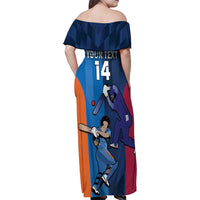 Custom USA and India Cricket Family Matching Off Shoulder Maxi Dress and Hawaiian Shirt 2024 Together Dynamic Style - Wonder Print Shop