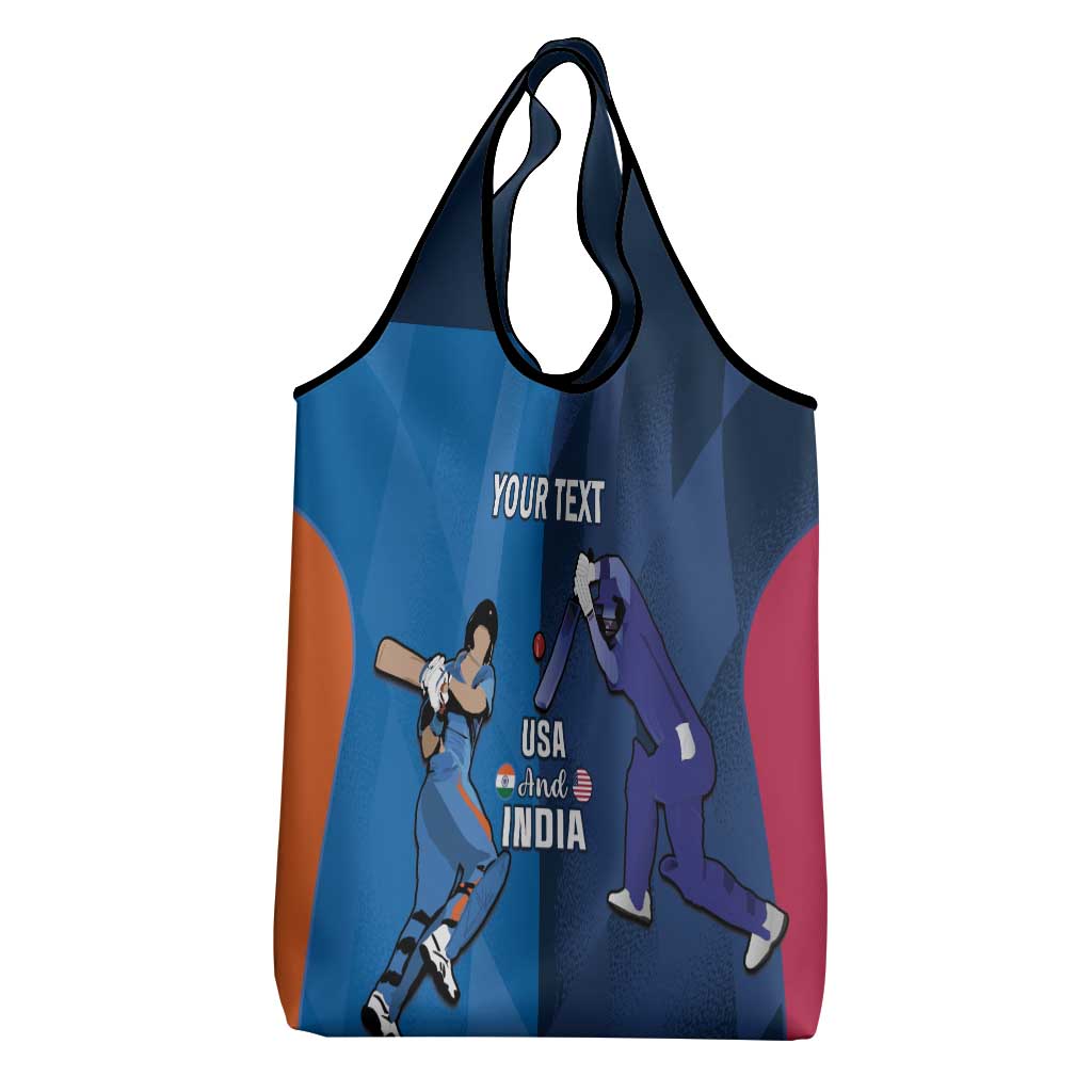 Custom USA and India Cricket Grocery Bag 2024 Together Dynamic Style