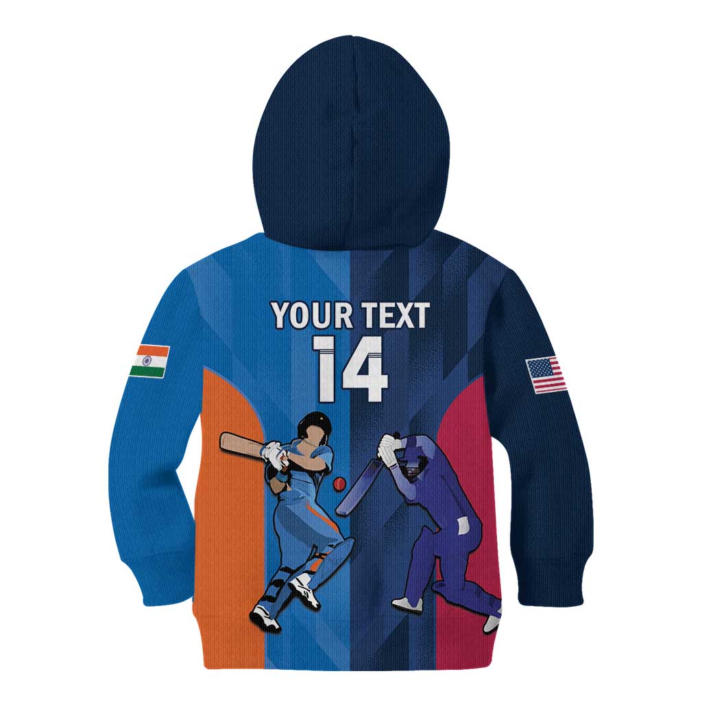 Custom USA and India Cricket Kid Hoodie 2024 Together Dynamic Style - Wonder Print Shop