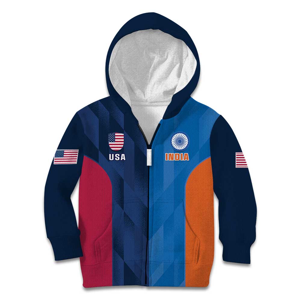Custom USA and India Cricket Kid Hoodie 2024 Together Dynamic Style - Wonder Print Shop