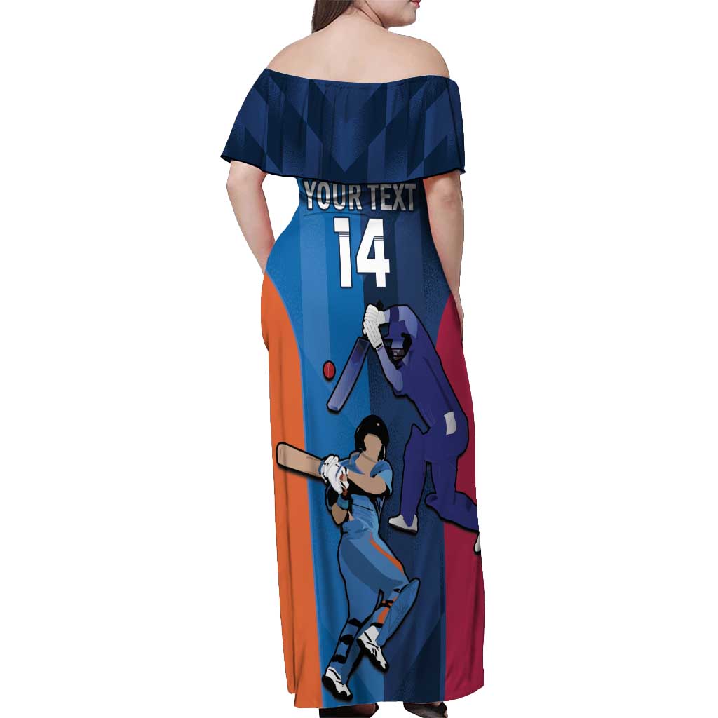 Custom USA and India Cricket Off Shoulder Maxi Dress 2024 Together Dynamic Style - Wonder Print Shop