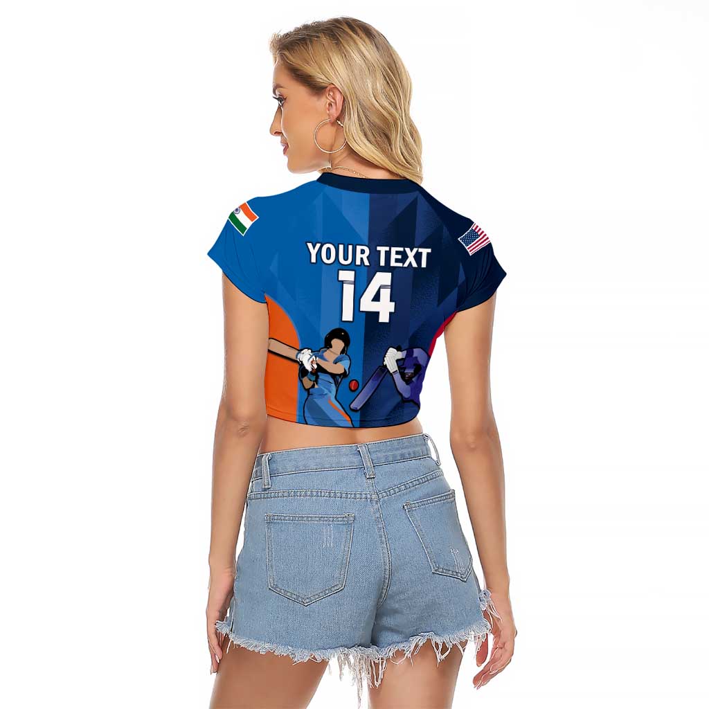 Custom USA and India Cricket Raglan Cropped T Shirt 2024 Together Dynamic Style - Wonder Print Shop
