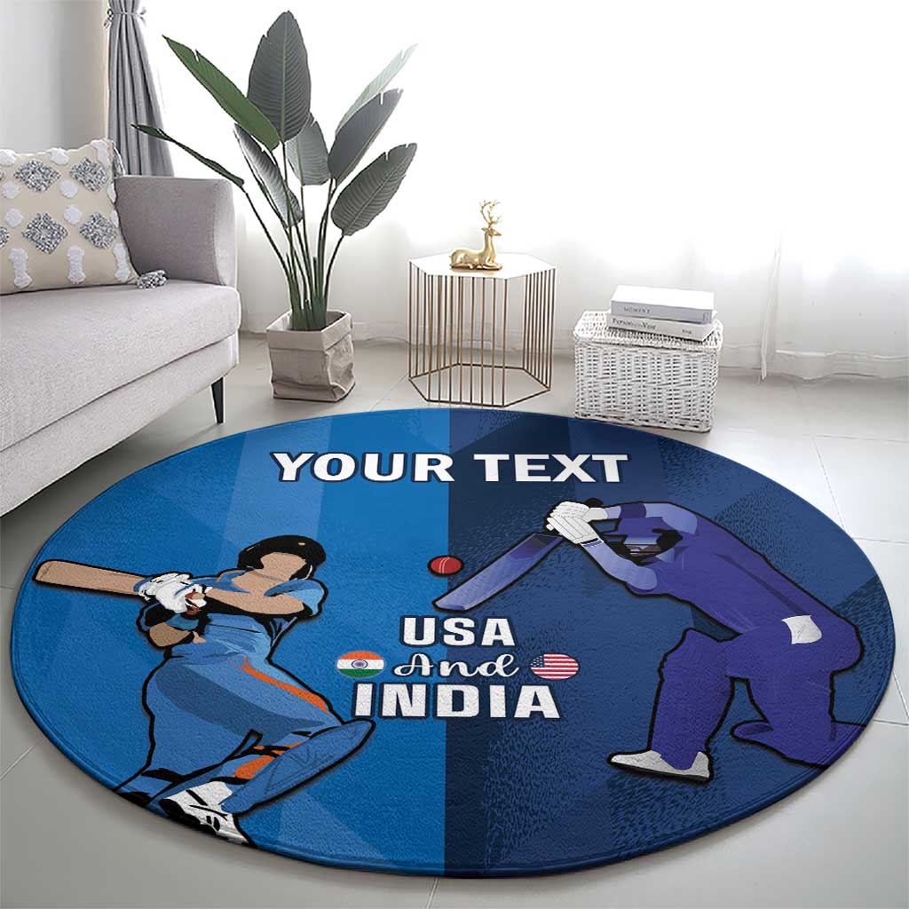 Custom USA and India Cricket Round Carpet 2024 Together Dynamic Style
